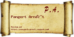 Pangert Arnót névjegykártya
